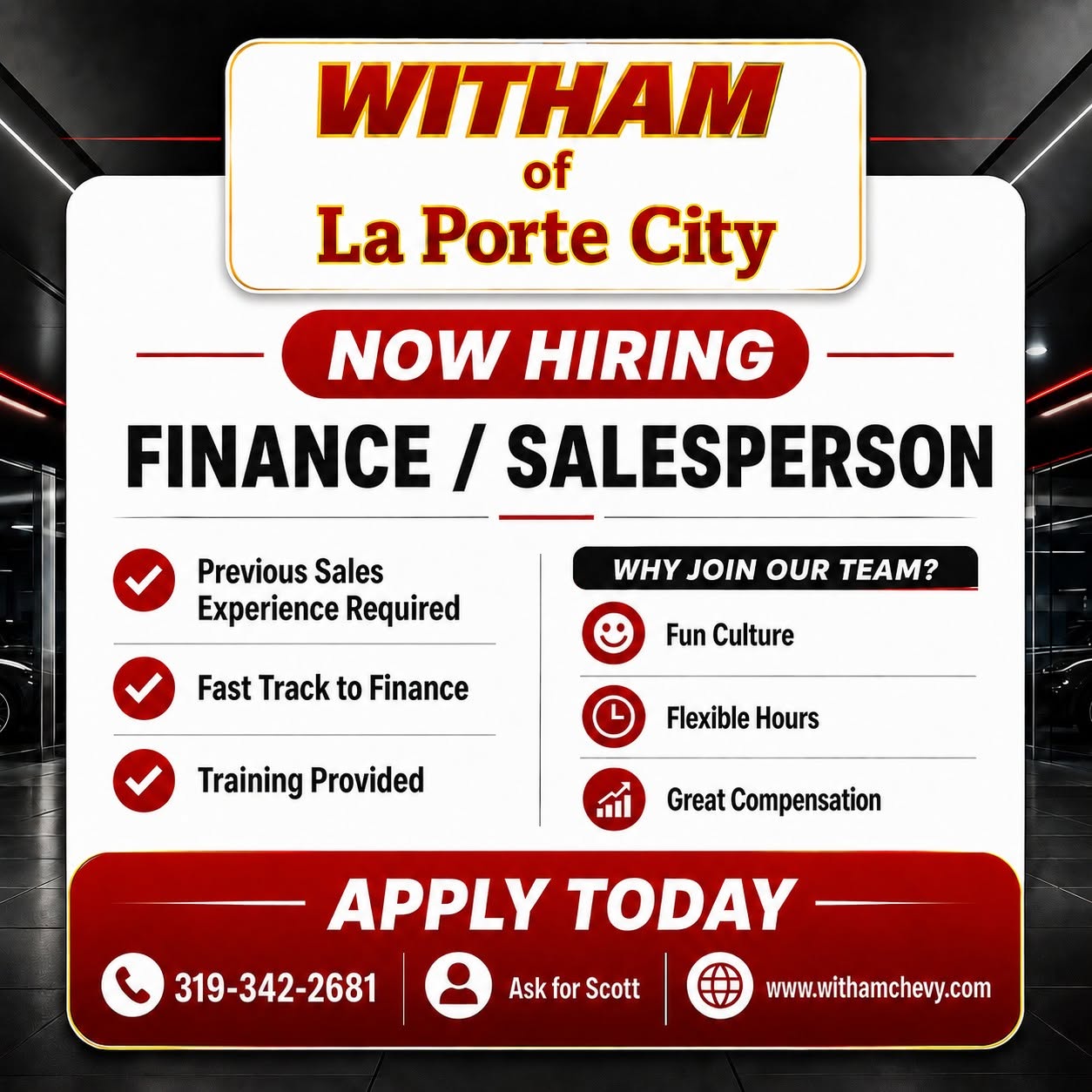 Witham Chevrolet Now Hiring